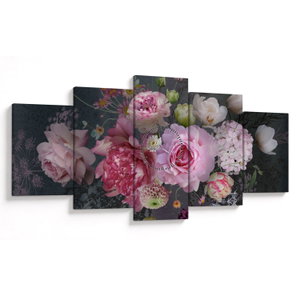 Schilderij - Tuinbloemen (met klok) (V022961V15080C)