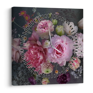 Schilderij - Tuinbloemen (met klok) (V022961V3030C)