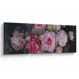 Schilderij - Tuinbloemen (met klok) (V022961V9030C)