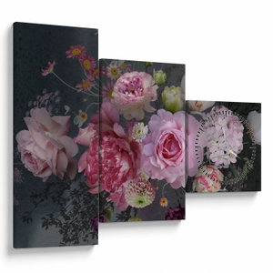 Schilderij - Tuinbloemen (met klok) (V022961V9070C)
