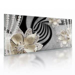 Glasschilderij - 3D gouden bloemen (V022969V10050GD)