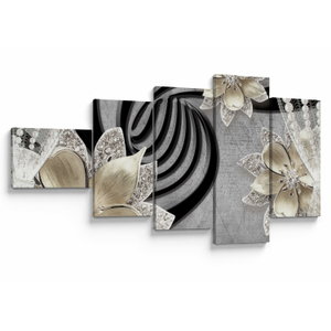 Schilderij - 3D gouden bloemen (V022969V11060)
