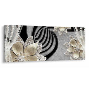 Schilderij - 3D gouden bloemen (V022969V12050)
