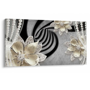 Schilderij - 3D gouden bloemen (V022969V12070)