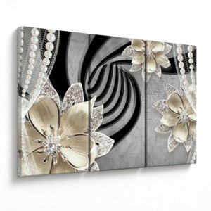 Schilderij - 3D gouden bloemen (V022969V120803PCS)