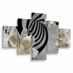 Schilderij - 3D gouden bloemen (V022969V12570)