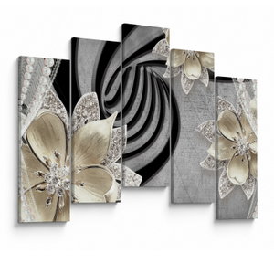 Schilderij - 3D gouden bloemen (V022969V12590)