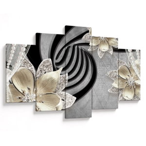 Schilderij - 3D gouden bloemen (V022969V150105)