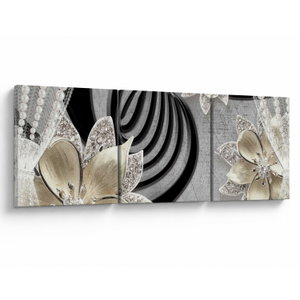 Schilderij - 3D gouden bloemen (V022969V15050)