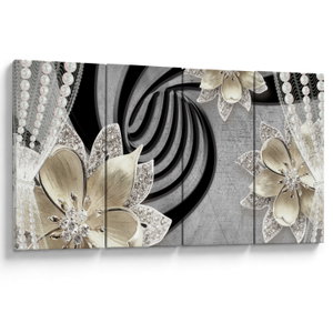 Schilderij - 3D gouden bloemen (V022969V16080)