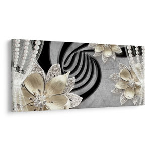 Schilderij - 3D gouden bloemen (V022969V200100)
