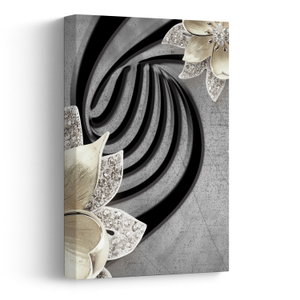 Schilderij - 3D gouden bloemen (V022969V2030)