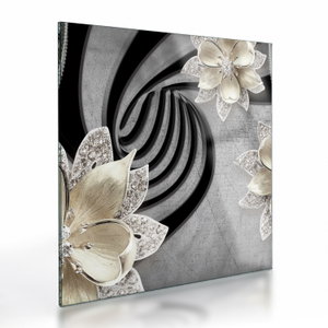 Glasschilderij - 3D gouden bloemen (V022969V3030GD)