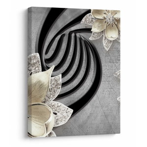 Schilderij - 3D gouden bloemen (V022969V3040)