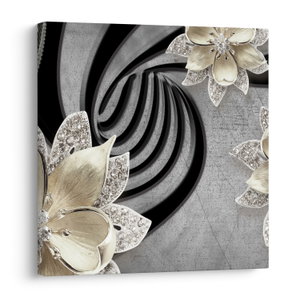 Schilderij - 3D gouden bloemen (V022969V4040)