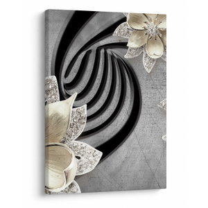 Schilderij - 3D gouden bloemen (V022969V5070)