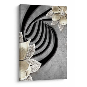 Schilderij - 3D gouden bloemen (V022969V6090)