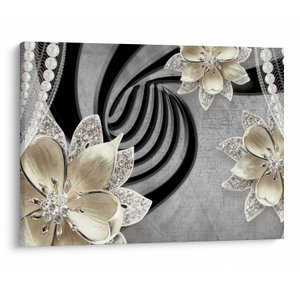Schilderij - 3D gouden bloemen (V022969V7050)