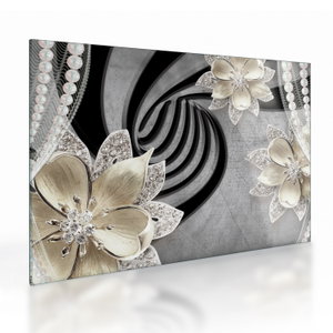 Glasschilderij - 3D gouden bloemen (V022969V7050GD)