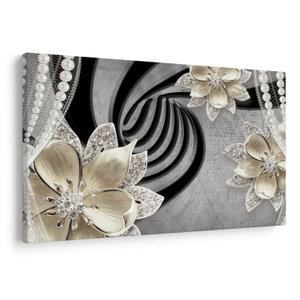 Schilderij - 3D gouden bloemen (V022969V9060)