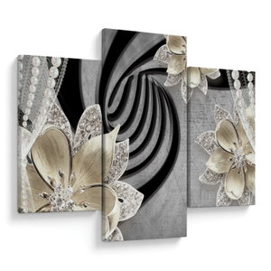 Schilderij - 3D gouden bloemen (V022969V90603PCS)