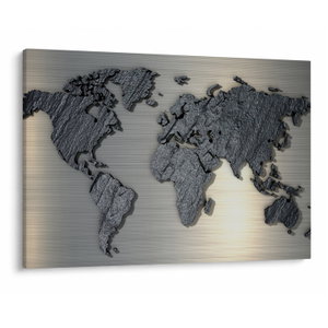 Schilderij - Metalen wereldkaart (V023015V10070)