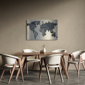 Schilderij - Metalen wereldkaart (2)