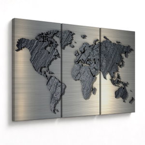 Schilderij - Metalen wereldkaart (V023015V120803PCS)