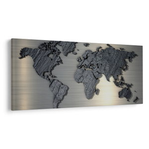 Schilderij - Metalen wereldkaart (V023015V200100)