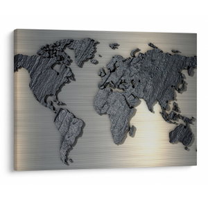 Schilderij - Metalen wereldkaart (V023015V7050)