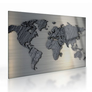 Glasschilderij - Metalen wereldkaart (V023015V7050GD)