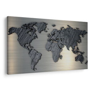 Schilderij - Metalen wereldkaart (V023015V9060)