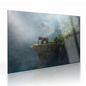 Tablou pe sticlă - Elefant în vârful Taj Mahalului (V023050V7050GD)