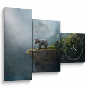 Tablou - Elefant în vârful Taj Mahalului (cu ceas) (V023050V9070C)