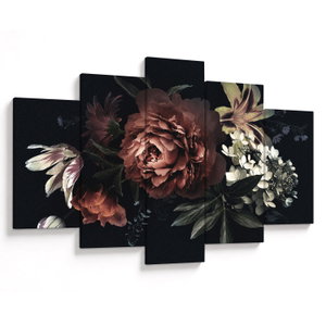 Schilderij - Donkere bloemen