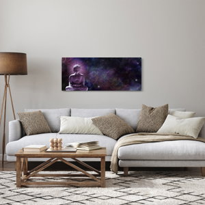 Schilderij - Boeddha met levensbloemen (4)