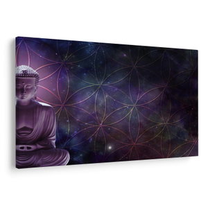 Schilderij - Boeddha met levensbloemen (V023113V12080)