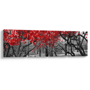 Schilderij - Rode bomen, Central Park, New York (V023117V16040)