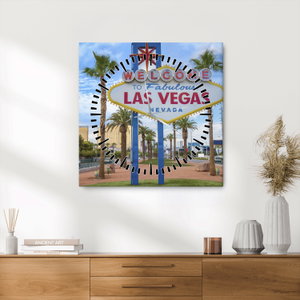 Schilderij - Las Vegas (met klok) (2)