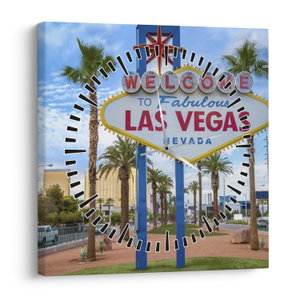 Schilderij - Las Vegas (met klok) (1)