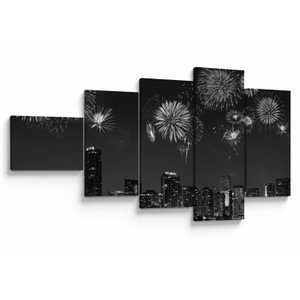 Schilderij - Vuurwerk in Miami, zwart-wit (V023271V11060)
