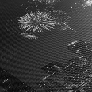 Schilderij - Vuurwerk in Miami, zwart-wit (5)
