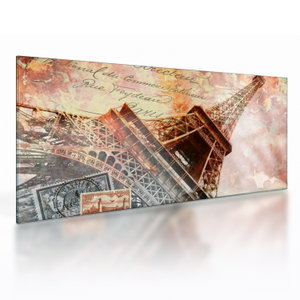 Tablou pe sticlă - Turnul Eiffel în stil vintage (V023451V10050GD)