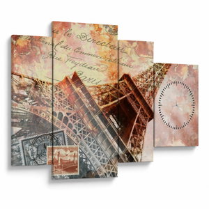 Tablou - Turnul Eiffel în stil vintage (cu ceas) (V023451V11075C)