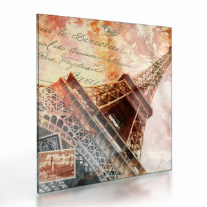 Tablou pe sticlă - Turnul Eiffel în stil vintage (V023451V4040GD)