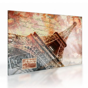 Tablou pe sticlă - Turnul Eiffel în stil vintage (V023451V7050GD)