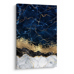 Schilderij - Donkerblauw marmer