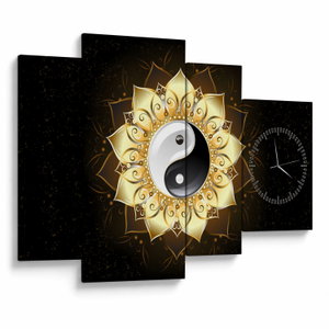 Obraz - Zlatý Yin-Yang (s hodinami) (V023516V11075C)