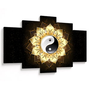 Schilderij - Gouden yin-yang