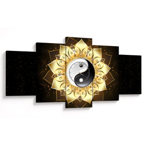 Obraz - Zlatý Yin-Yang (s hodinami) (V023516V15080C)